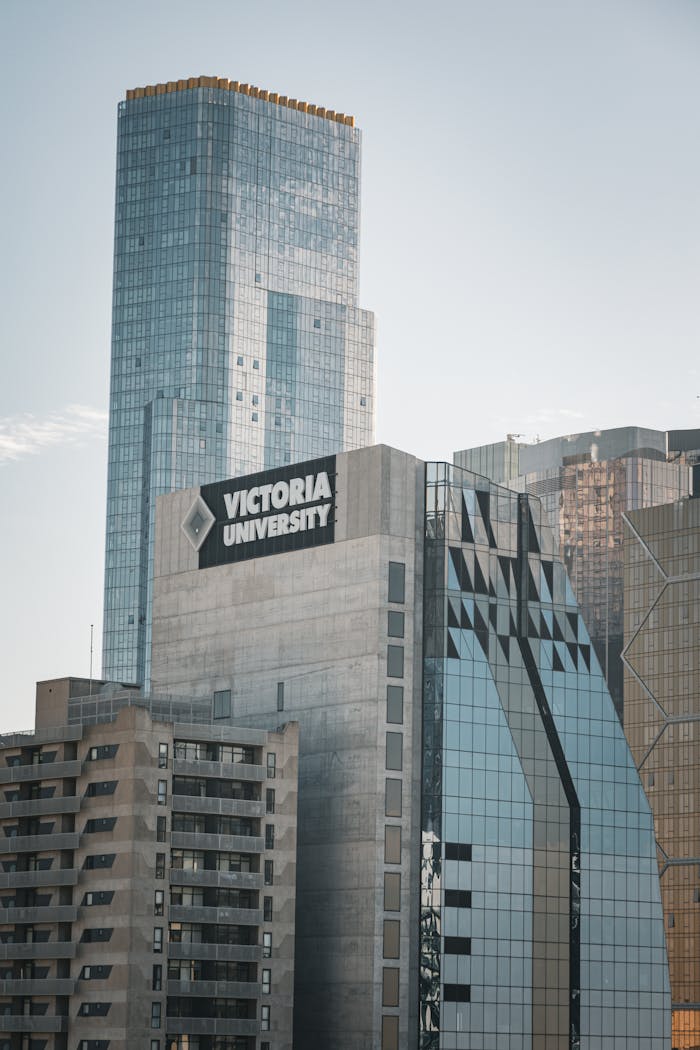 gallery-5 High-rise skyline with Victoria University building in Melbourne.